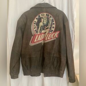 Vintage Rare 90’s Bud Light Beer Lady Luck Leather Jacket Size L